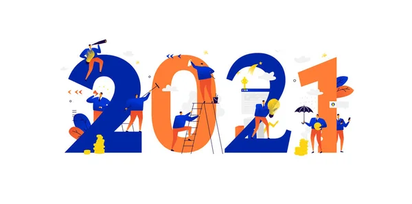 Personal Oficina Prepara Para Celebrar Nuevo Año 2021 Vector Los — Archivo Imágenes Vectoriales