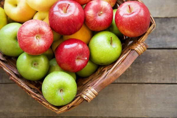 Fresh red apples in the wooden box Royalty Free Stock Images
