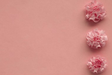 Soyut arkaplanda pembe çiçekler ve metin için kopyalama alanı. Tatil geçmişi. tebrik kartı.