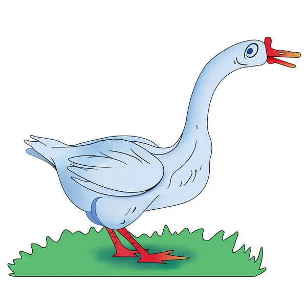 Cartoon goose on the lawn — Stock Vector