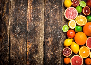 Narenciye arka plan. Taze narenciye - limon, portakal, limon, greyfurt.