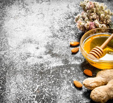 Arka plan tatlım. Zencefil, limon ve otlar ile tatlım.