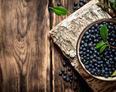 Bir fincan standında yaban yaban mersini.