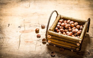 bir sepet içinde fındık.