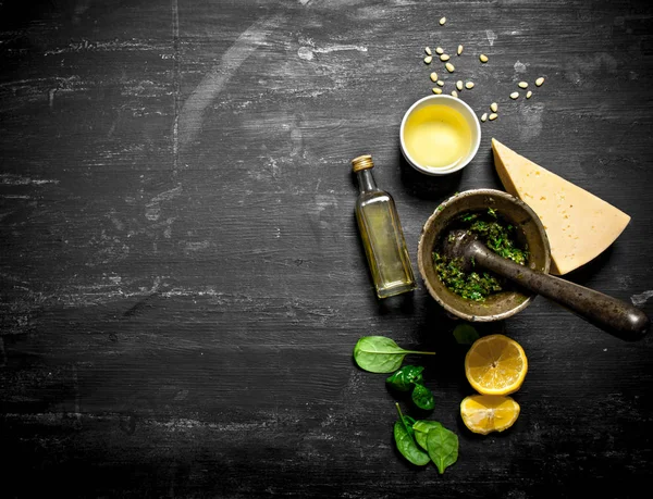 İtalyan pesto için malzemeler.