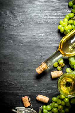 Beyaz üzüm dalları ile şarap.