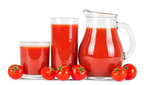 メガネとフレッシュ トマトのトマト ジュース . — ストック写真