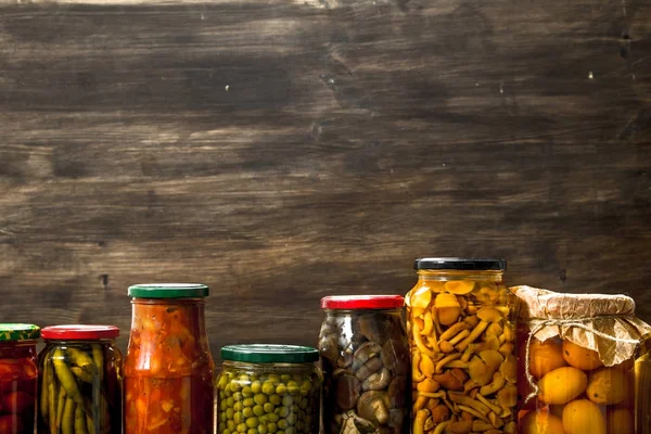 Various preserve vegetables and mushrooms. — Stock Photo, Image