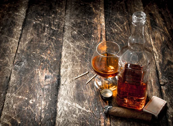 French cognac with a cigar. — Stock Photo, Image