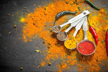 Kaşık ölçüm baharatlı baharat.