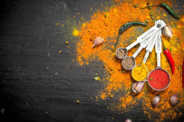 Kaşık ölçüm baharatlı baharat.