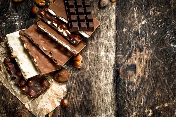 Different types of chocolate. — Stock Photo, Image