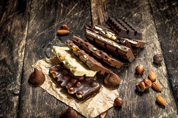 Different types of chocolate. — Stock Photo, Image