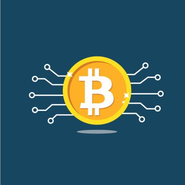 Altın bitcoin dijital para birimi. vektör illüstrasyonu