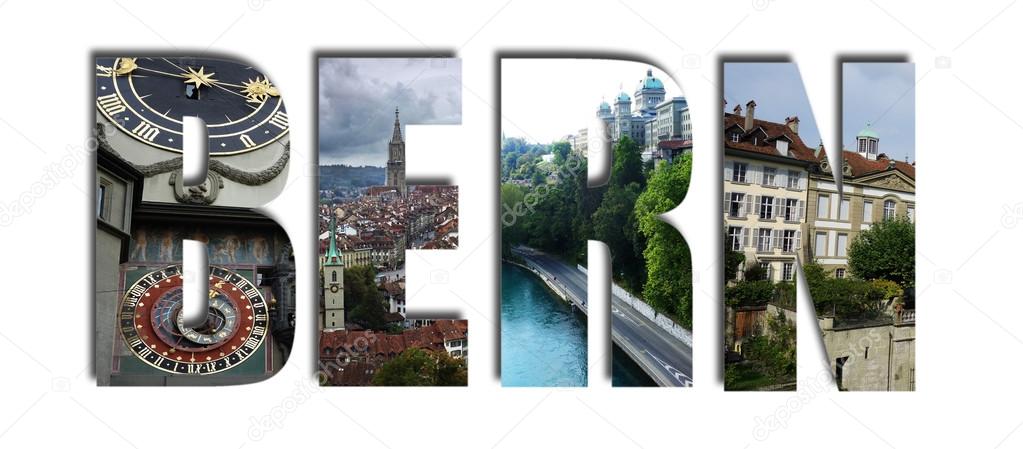 Bern Switzerland collage on white