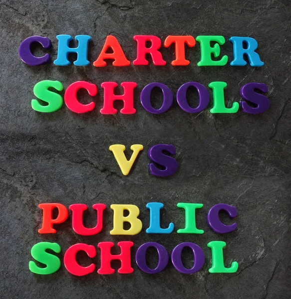 Charter vs Public school concept — Stock Photo, Image