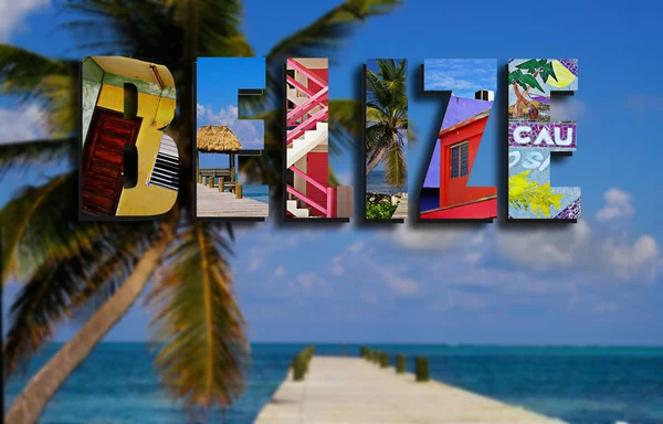 Collage Belize con palmo — Foto Stock