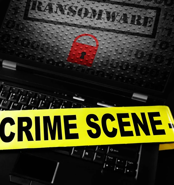 Computer ransomware crime scene — Stock Photo, Image