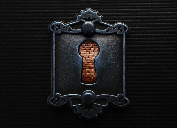 Schlüsselloch mit Ziegelmauer — Stockfoto