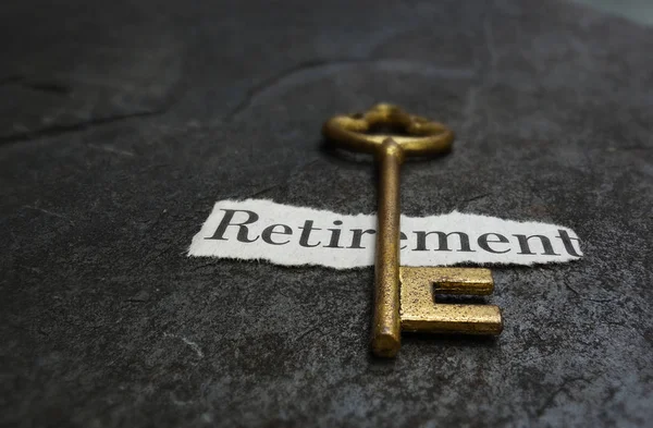 Pensioen bericht en sleutel — Stockfoto