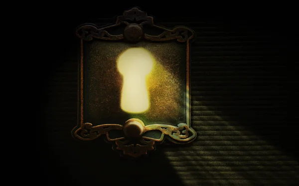 Light through a lock keyhole