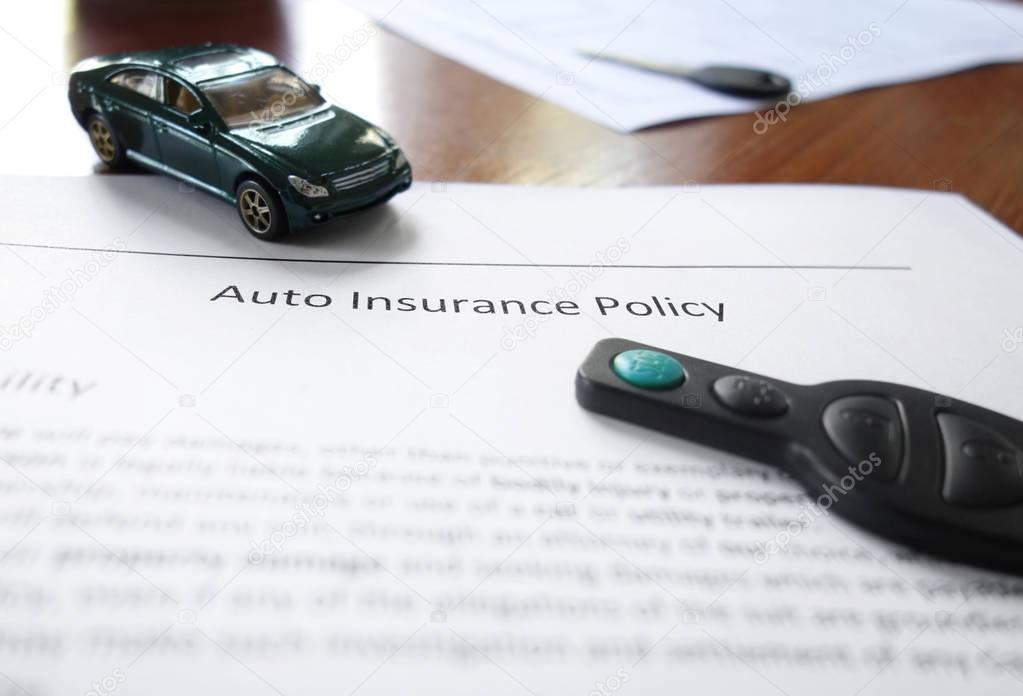 Car insurance, mini auto, and key