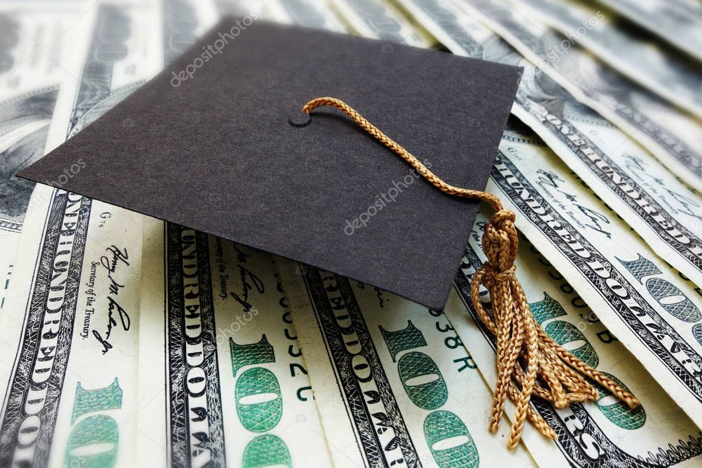 Graduation cap on money