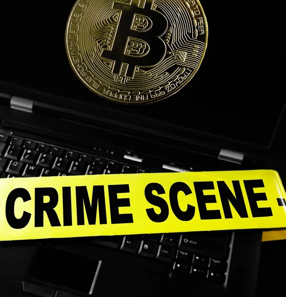 Computer bitcoin crime — Stock Photo, Image
