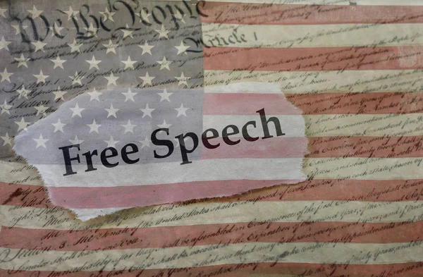Liberdade de expressão, Constituição e bandeira — Fotografia de Stock