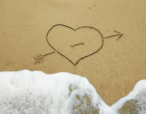 Spiaggia amore cuore — Foto Stock