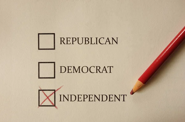 Republican Democrat and Independent voting form — Stock Photo, Image