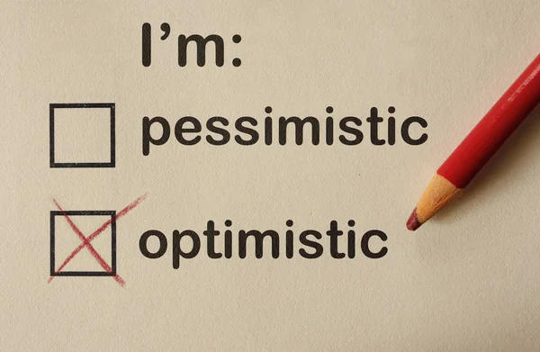 Optimistic or Pessimistic check box survey — Stock Photo, Image