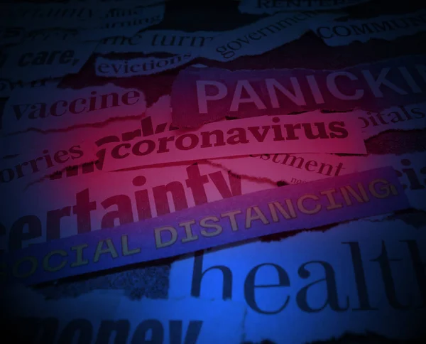 Newspaper Headlines Relating Economy Coronavirus — Stock Photo, Image