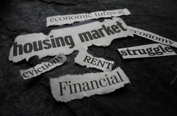 Hyra Eviction Och Andra Diverse Dåliga Ekonomiska Nyheter Rubriker — Stockfoto
