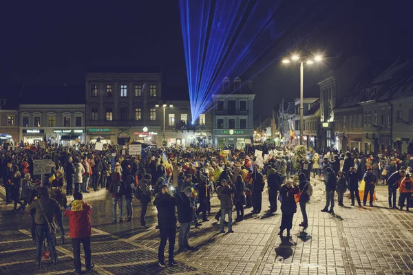 Proteste gegen umstrittenes Gesetz, Brasov, Rumänien Stockbild