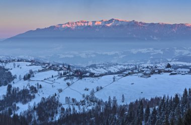 Frozen Rucar-Bran pass, Transylvania, Romania