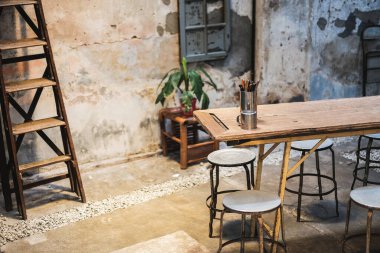 Penang, Malezya - 21 Aralık 2019: George Town 'daki iç tatlı ve kafe vintage kafe.