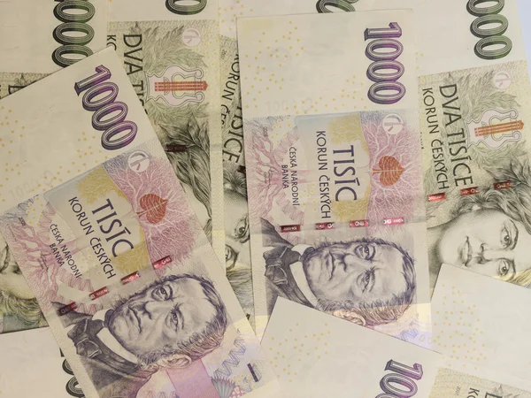 1000 2000 Czeski Banknoty Korony Czk Prawnym Środkiem Płatniczym Republice — Zdjęcie stockowe