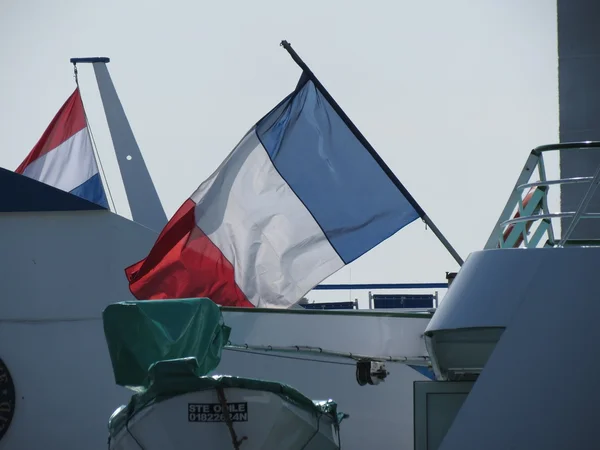 Marseille França Circa Abril 2013 Bandeira Fench Sobre Barco Porto — Fotografia de Stock