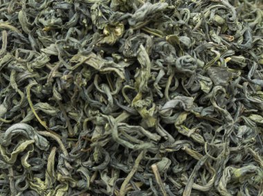 Arka plan olarak yararlı gevşek yeşil çay yaprakları