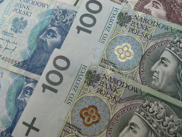 Польская Злотая Валюта Pln Банкноты Польши — стоковое фото