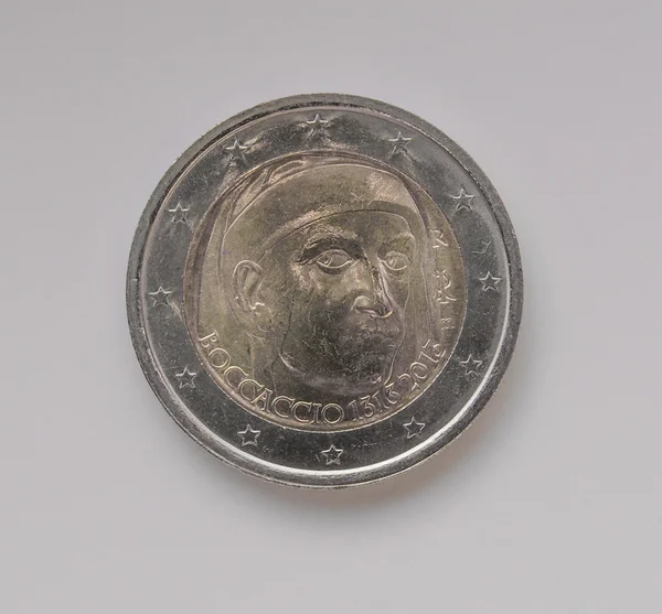 Moneda de dos euros con el retrato de Giovanni Boccaccio —  Fotos de Stock