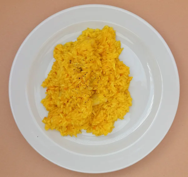 Saffron Risotto Made Carnaroli Rice Medium Grained Rice Grown — Stock Photo, Image