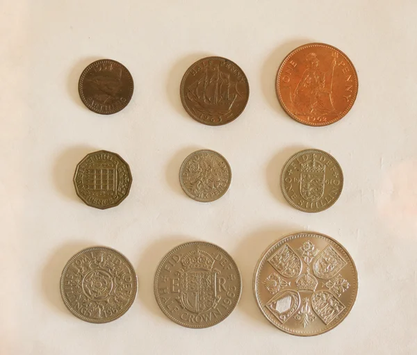 Wstępnie Dziesiętnych Monety Gbp Funt Brytyjski Waluta Polska Użyć Przed — Zdjęcie stockowe