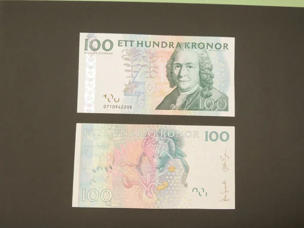 Švédská Měna Sek Švédska Černém Pozadí — Stock fotografie