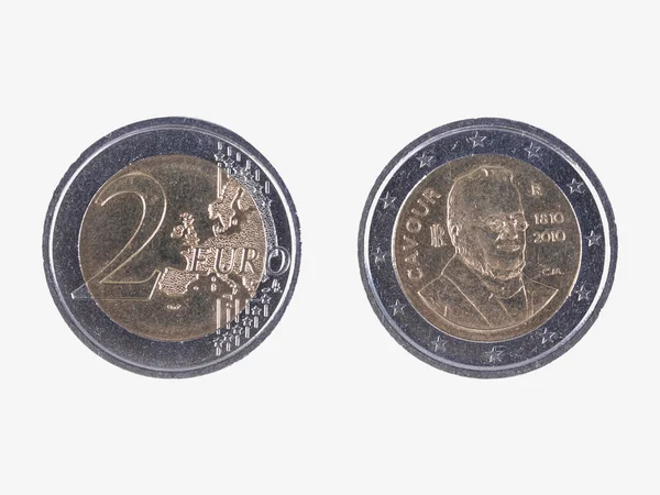 Camillo Benso commemorative 2 EUR coin — Stok fotoğraf