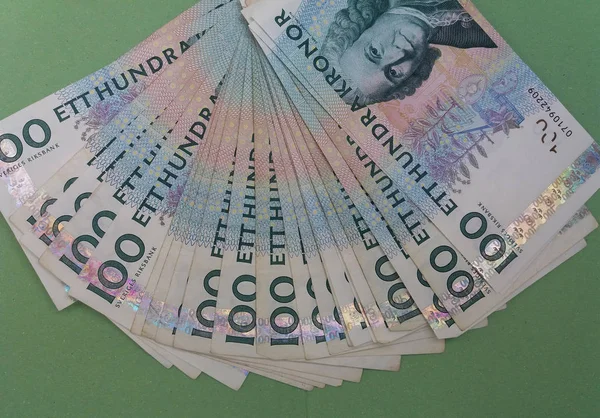Schwedische Währung Sek Aus Schweden Über Hellgrünem Hintergrund — Stockfoto
