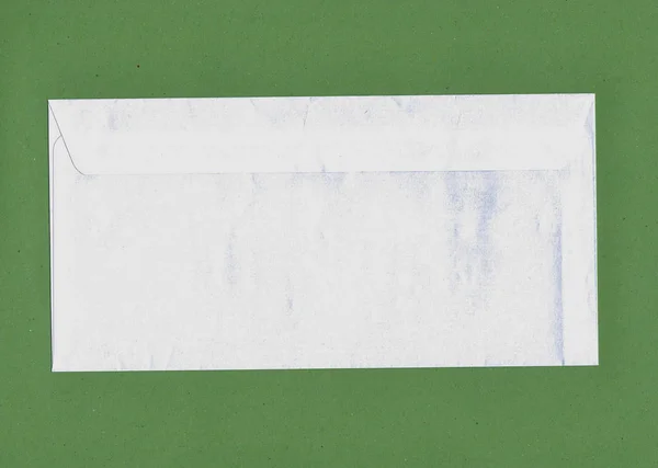White Etter Envelope Mailing Green Background — Stock Photo, Image