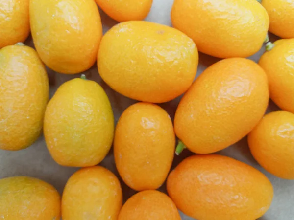 Kumquat Oval Citrus Margarita Fortunella Margarita Fruta Comida Vegetariana — Fotografia de Stock