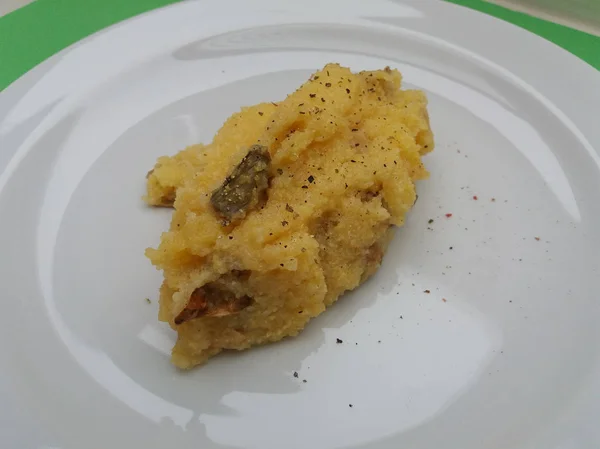 Champiñones Polenta Comida Vegetariana Del Norte Italia — Foto de Stock